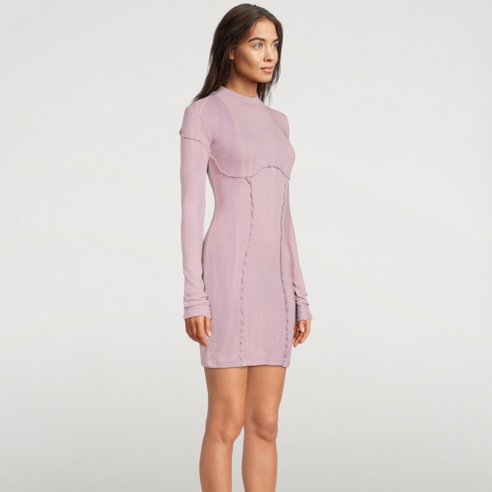 Off-White TM Brand Virgil Abloh Purple Laundry Rib Seasonal Long Sleeve Dress M - Picture 2 of 9